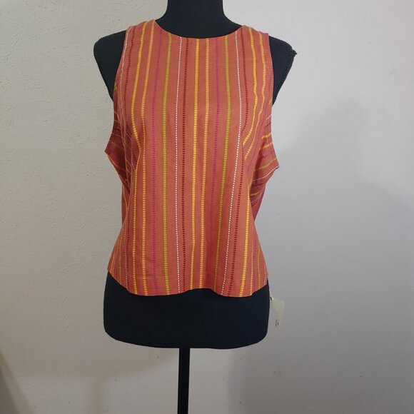 A.n.a. Cropped Tank Tops Cotton Double Gauze and Cotton/Linen Blend Set of 2 - Picture 2 of 12